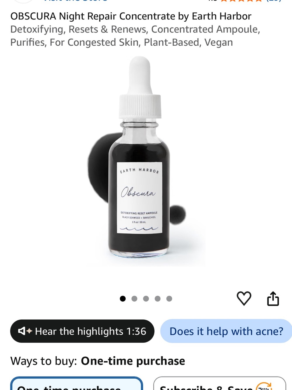 Obscura Night Repair Concentrate — Earth Harbor (Black)